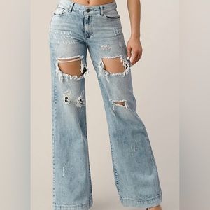 Acid Wash Wide Leg Jeans